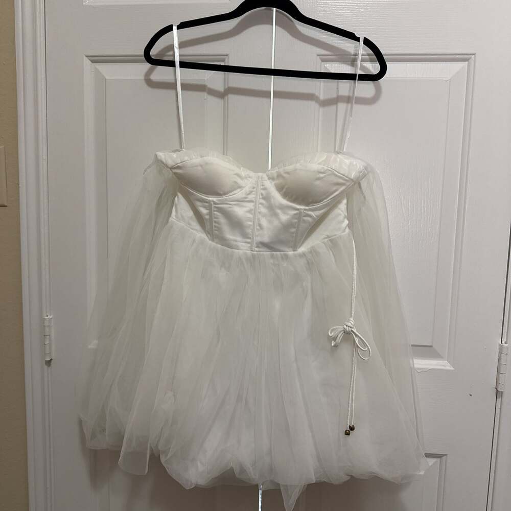 Fairytale Dream Sheer Sleeve Mini Dress White